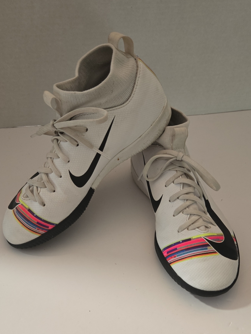 Nike White High-Top Kids Indoor Soccer Shoes